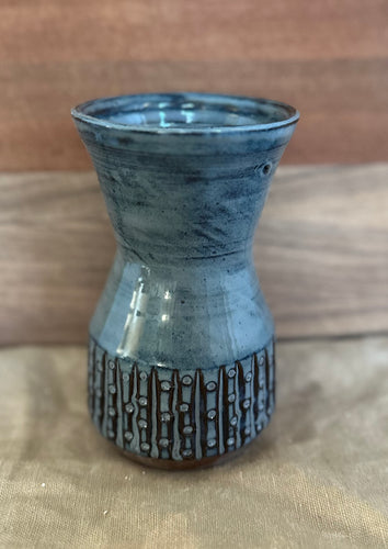 Blue/Gray Hand-carved Vase