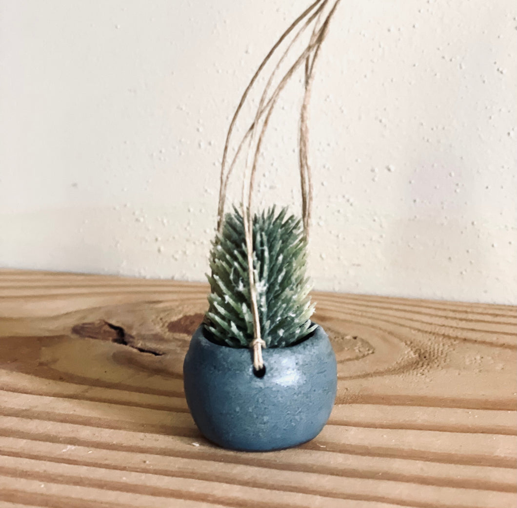 Mini Planter Christmas Ornament (Blue)